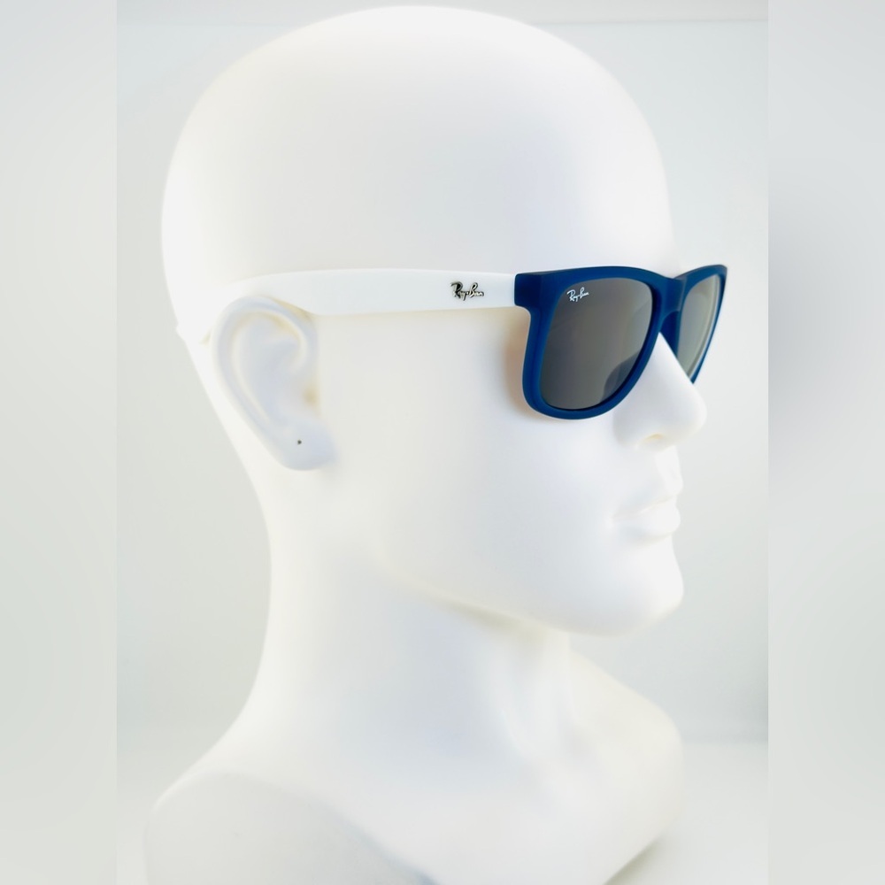Ray-Ban Justin Sunglasses RB4165 Matte Transparent Blue Frame with Gray Lenses - Picture 4 of 14
